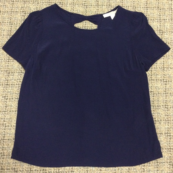 Forever 21 Tops - Forever 21 Navy Blue Short Sleeve Dress Top with Open Bow Back Design * Small